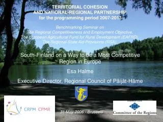 TERRITORIAL COHESION AND NATIONAL-REGIONAL PARTNERSHIP