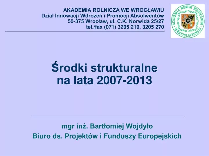 rodki strukturalne na lata 2007 2013