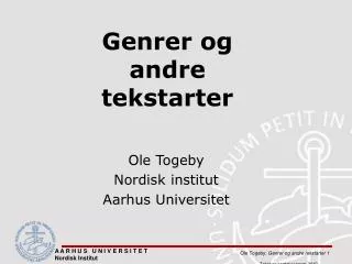 genrer og andre tekstarter