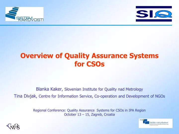 overview of q uality assurance systems for csos