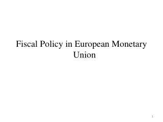 Fiscal Policy in European Monetary Union