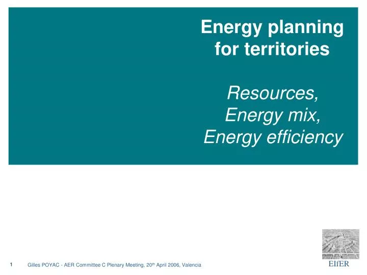 energy planning for territories resources energy mix energy efficiency