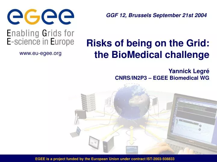 risks of being on the grid the biomedical challenge yannick legr cnrs in2p3 egee biomedical wg