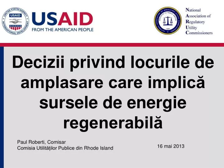 decizii privind locurile de amplasare care implic sursele de energie regenerabil