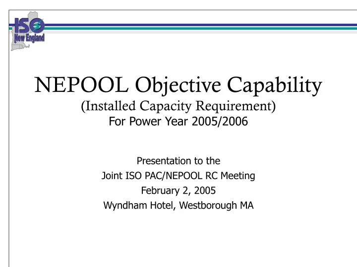 nepool objective capability installed capacity requirement for power year 2005 2006