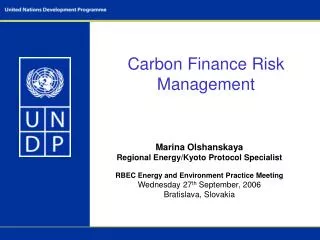 Carbon Finance Risk Management