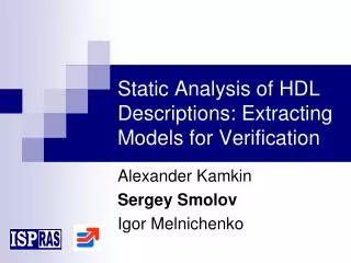 Static Analysis of HDL Descriptions: Extracting Models for Verification