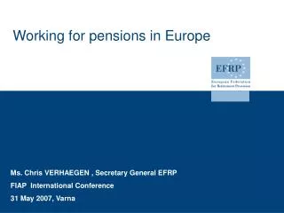 Working for pensions in Europe