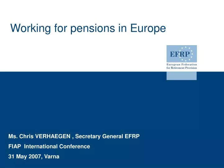working for pensions in europe
