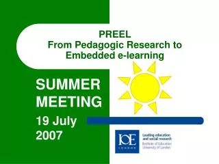 PREEL From Pedagogic Research to Embedded e-learning