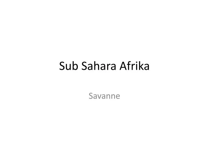 sub sahara afrika