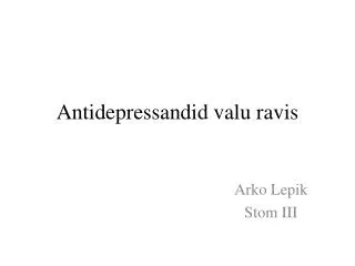 antidepressandid valu ravis
