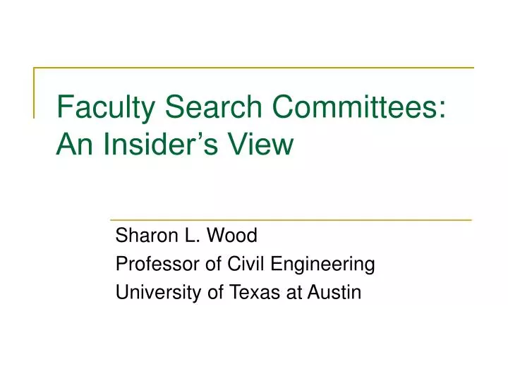 faculty search committees an insider s view