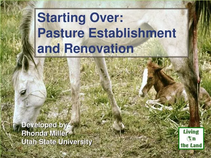 starting over pasture establishment and renovation
