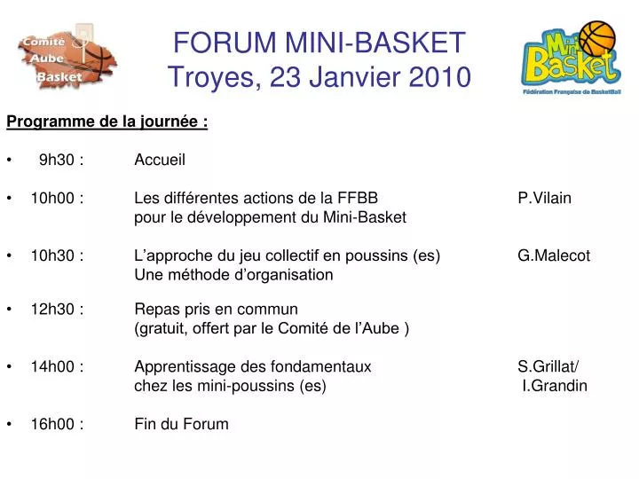 forum mini basket troyes 23 janvier 2010