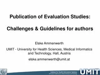 Publication of Evaluation Studies: Challenges &amp; Guidelines for authors