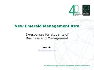 New Emerald Management Xtra E-resources for students of Business and Management