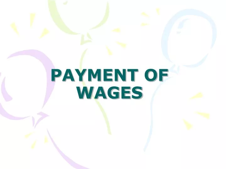 payment of wages