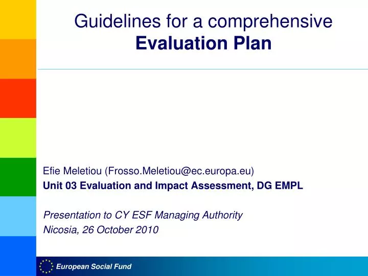 guidelines for a comprehensive evaluation plan