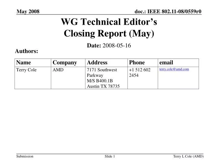 wg technical editor s closing report may