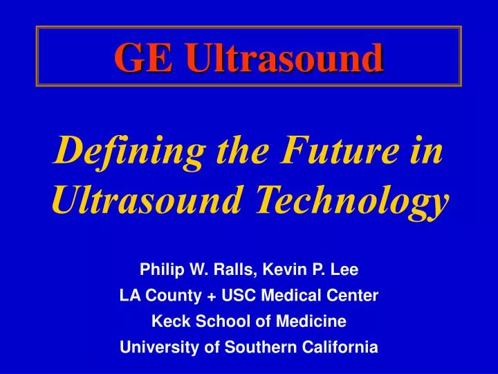 defining the future in ultrasound technology