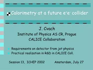Calorimetry at a future e + e - collider
