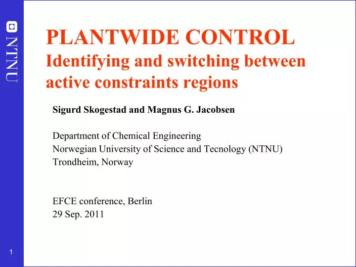 plantwide control identifying and switching between active constraints regions