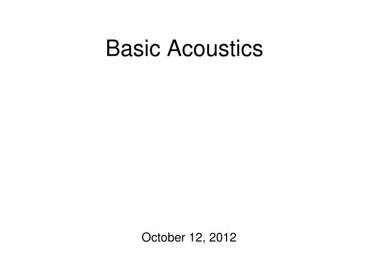 basic acoustics