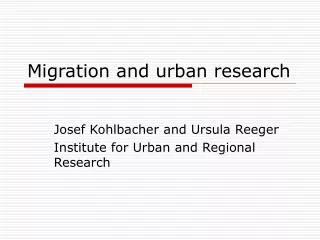 Migration and urban research