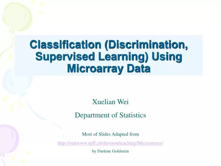 classification discrimination supervised learning using microarray data