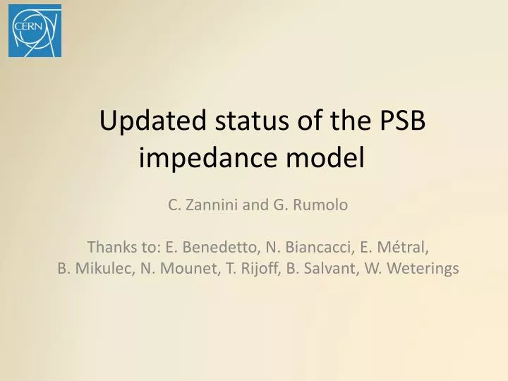 updated status of the psb impedance model