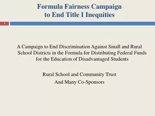Formula Fairness Campaign to End Title I Inequities