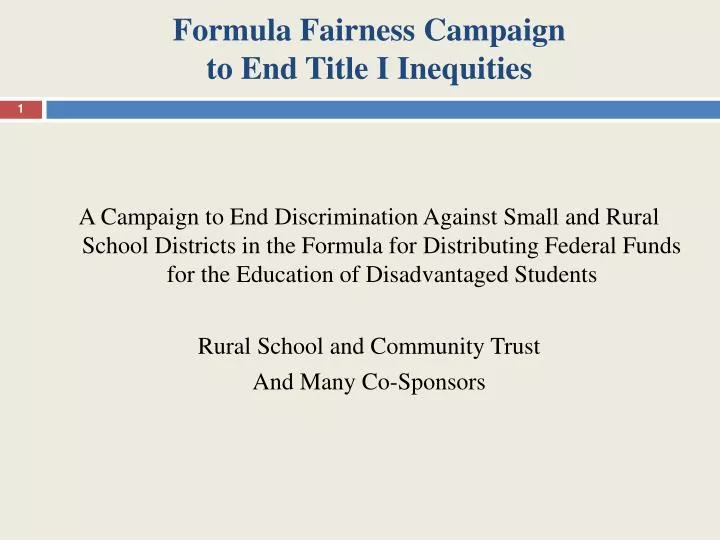 formula fairness campaign to end title i inequities