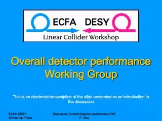 Overall detector performance Working Group