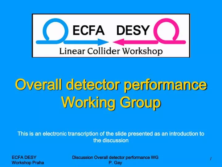 overall detector performance working group
