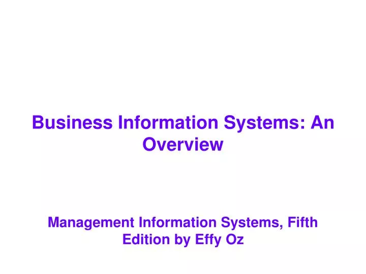 business information systems an overview