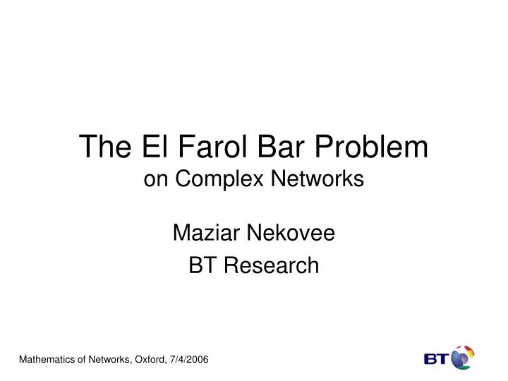 the el farol bar problem on complex networks