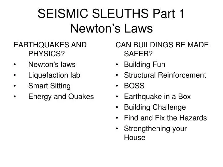 seismic sleuths part 1 newton s laws