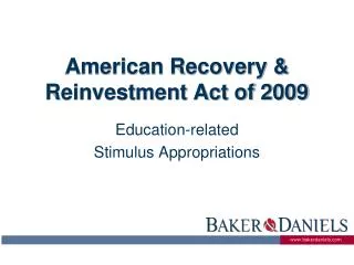 American Recovery &amp; Reinvestment Act of 2009