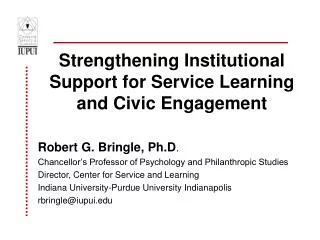 Strengthening Institutional Support for Service Learning and Civic Engagement