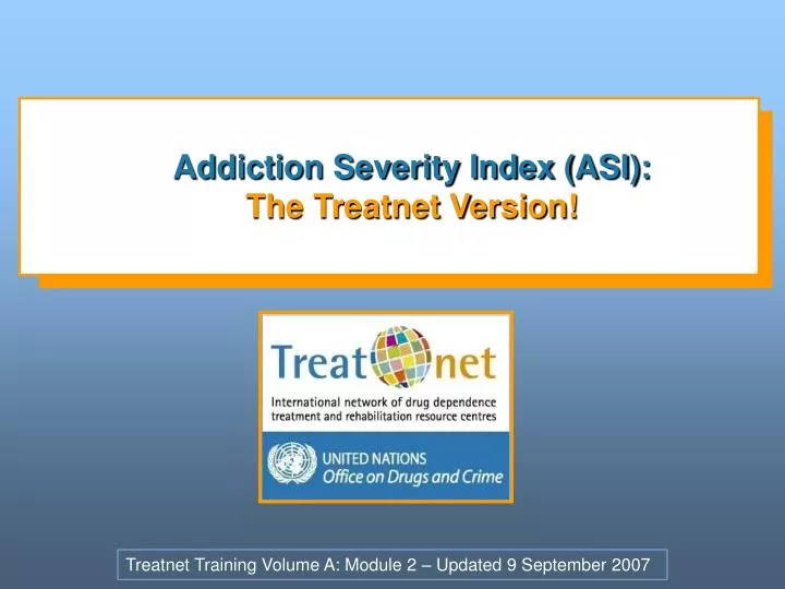 addiction severity index asi the treatnet version