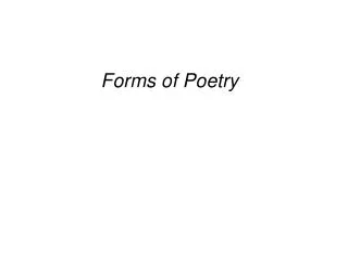 Forms of Poetry