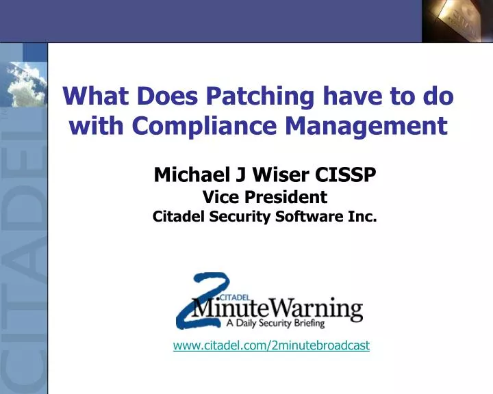 what does patching have to do with compliance management
