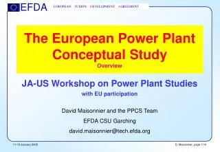 The European Power Plant Conceptual Study Overview