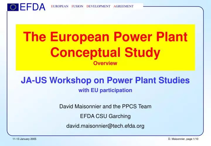 the european power plant conceptual study overview