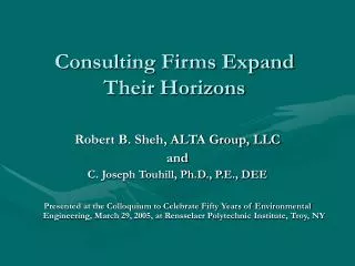 Consulting Firms Expand Their Horizons