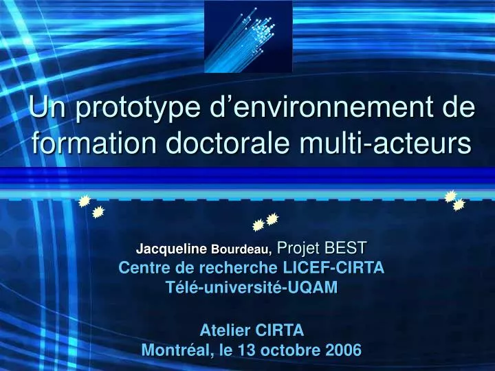 un prototype d environnement de formation doctorale multi acteurs