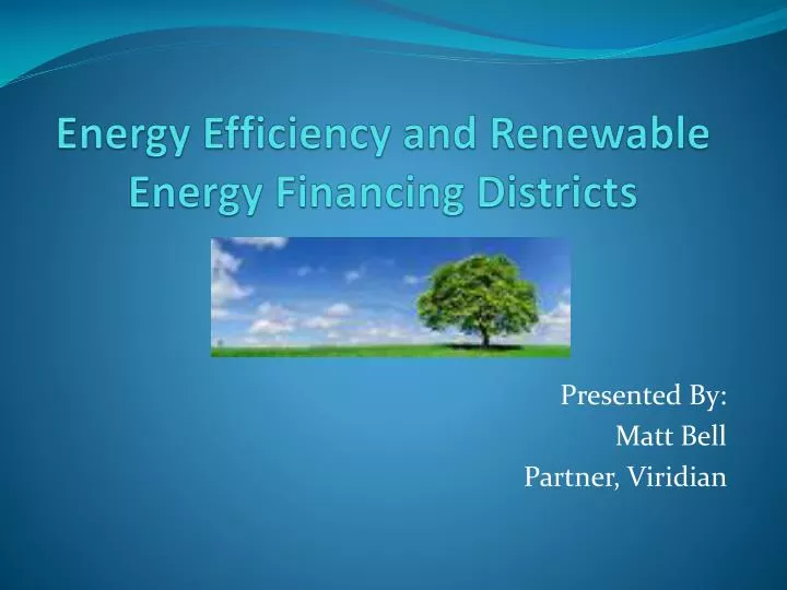 energy efficiency and renewable energy financing districts