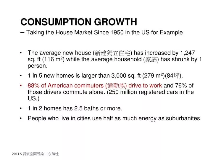 consumption growth taking the house market since 1950 in the us for example