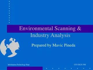 Environmental Scanning &amp; Industry Analysis